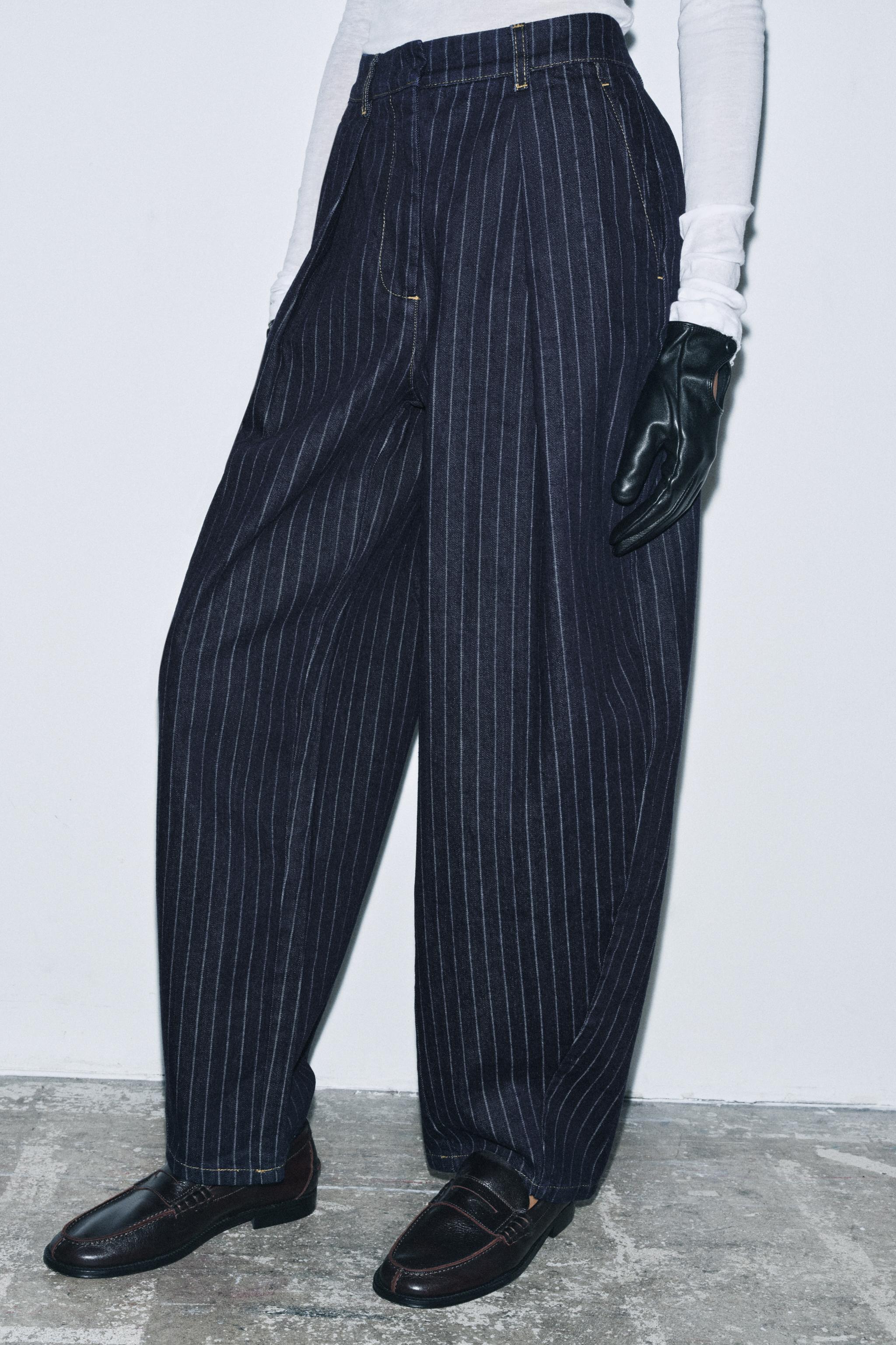 ZW COLLECTION MID-RISE STRIPED BALLOON JEANS